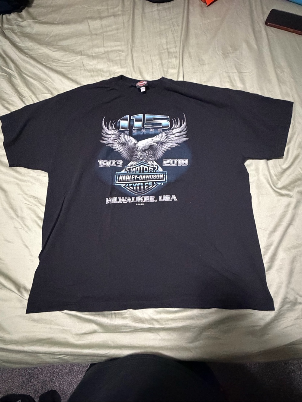 Harley-Davidson Black 115th Anniversary Eagle Graphic Tee Milwaukee